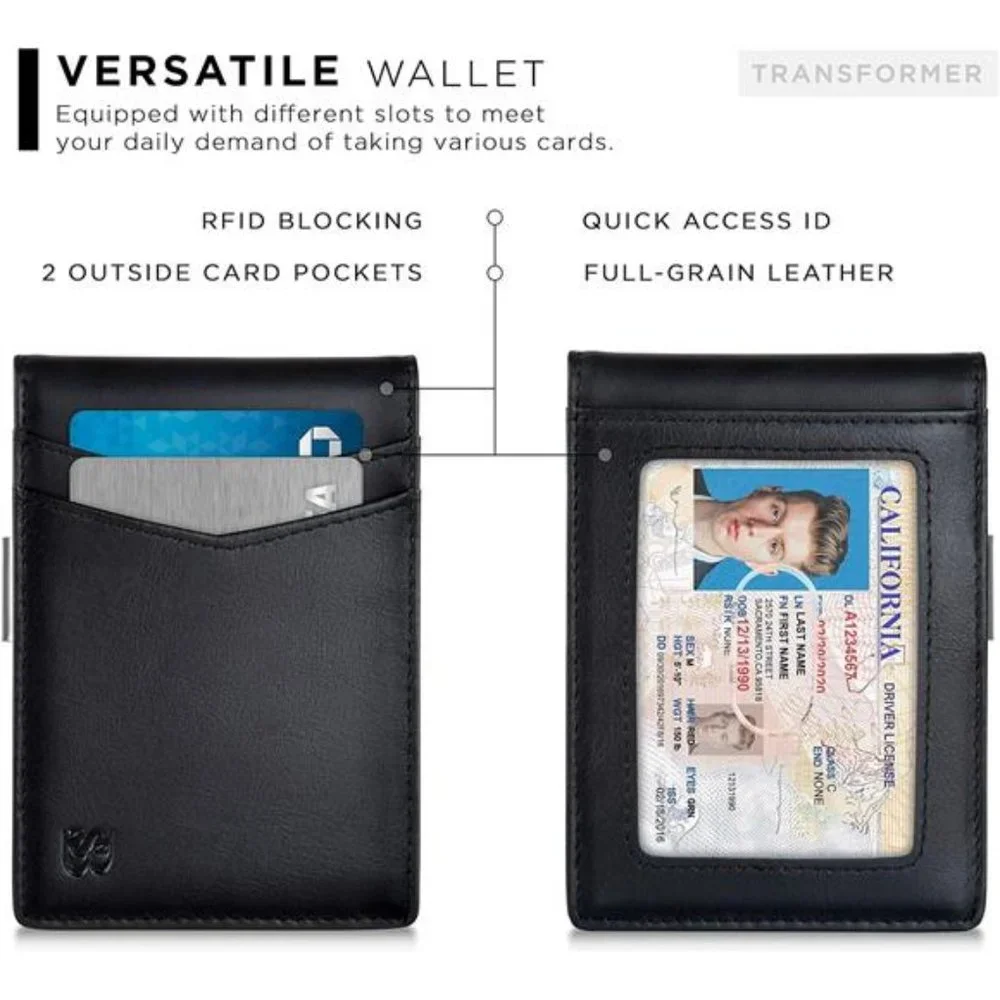 Mens Wallets slim Front Pocket RFID Blocking Card Holder Minimalist Mini Bifold